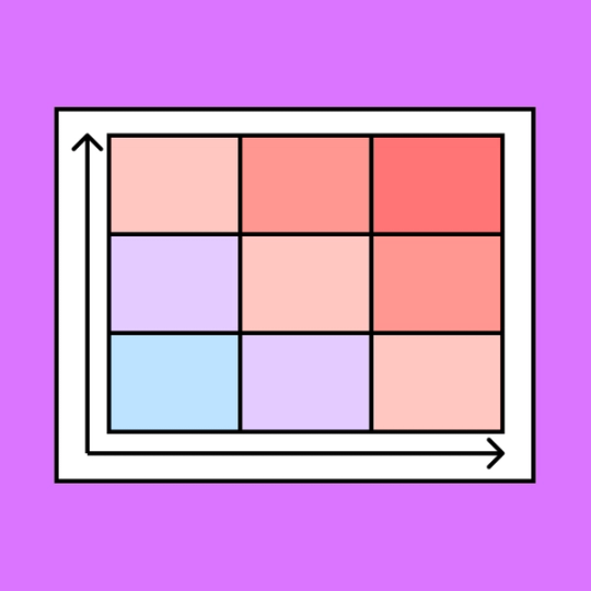 white square with 9 colorful smal squares overlayed on top