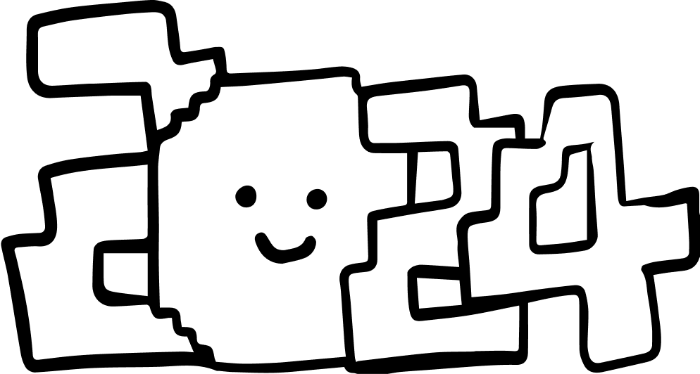 Illustration of 2024 in pixelated font and a smiling 0