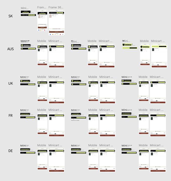 all of Ruggable's banner variations within their Figma file