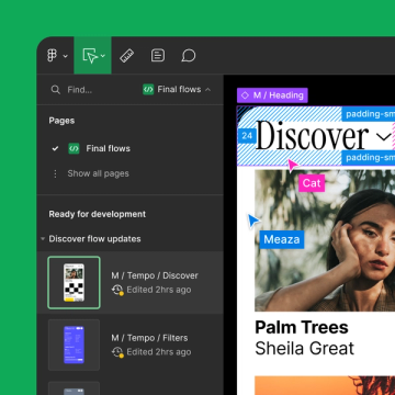 A figma interface with dev mode option enabled in relation to the design