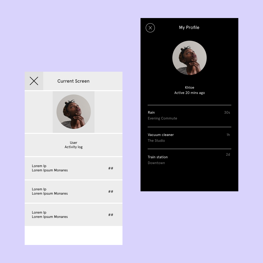 2 separate wireframe components