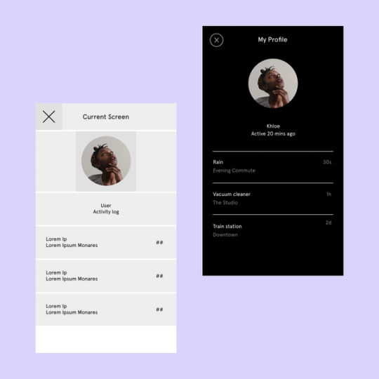 2 separate wireframe components