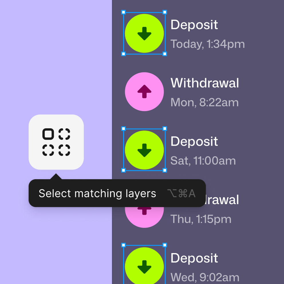Matching layers are selected so that the user can edit them all with multi-edit at the same time