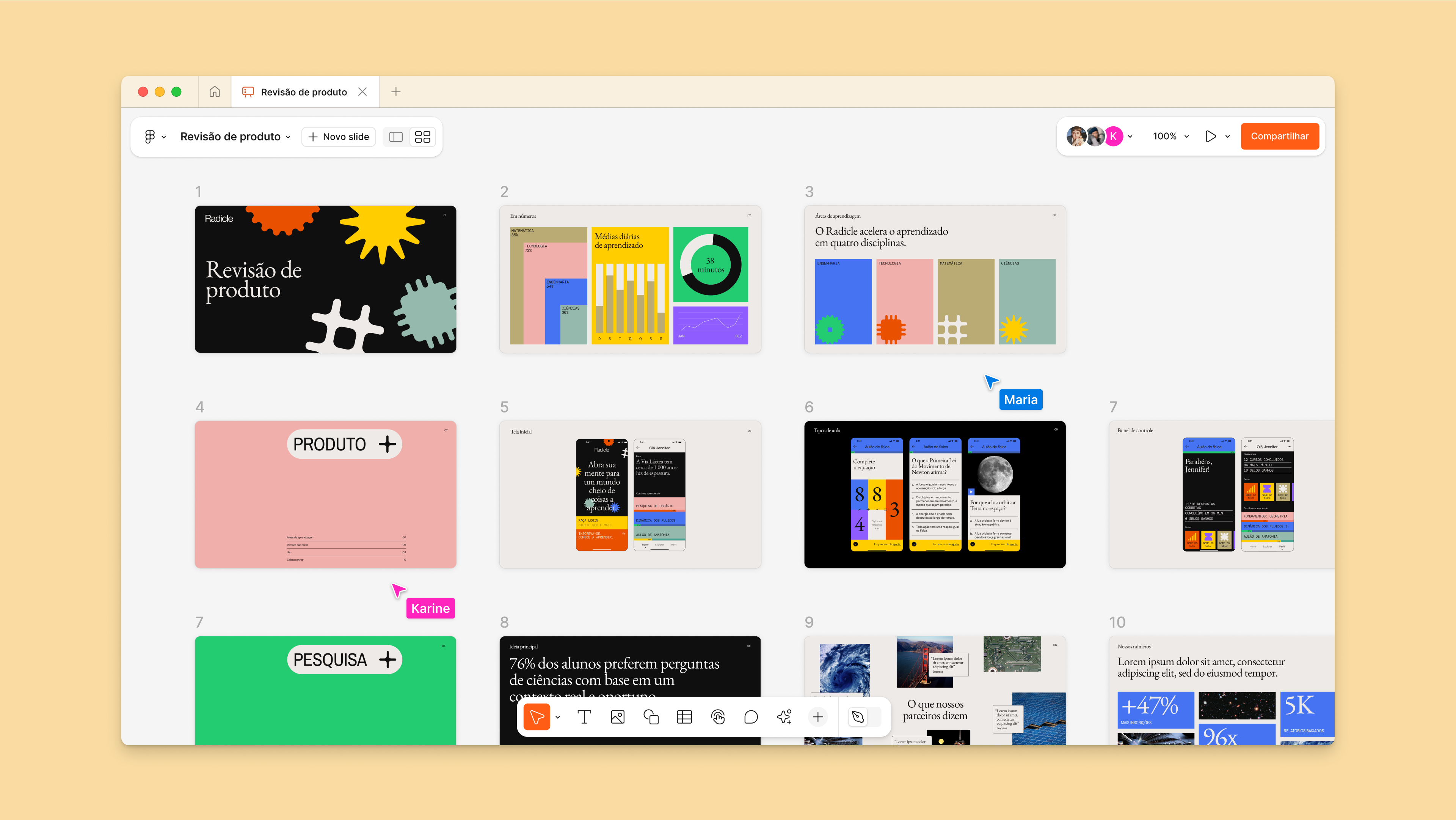 A view of many grids in Figma Slides