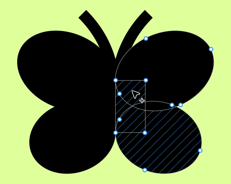 mariposa creada con círculos y cuadrados combinados