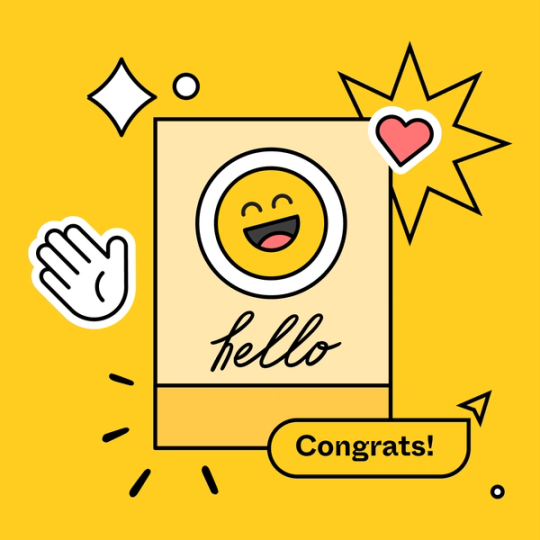 example virtual invite with smiley face and other fun emojis