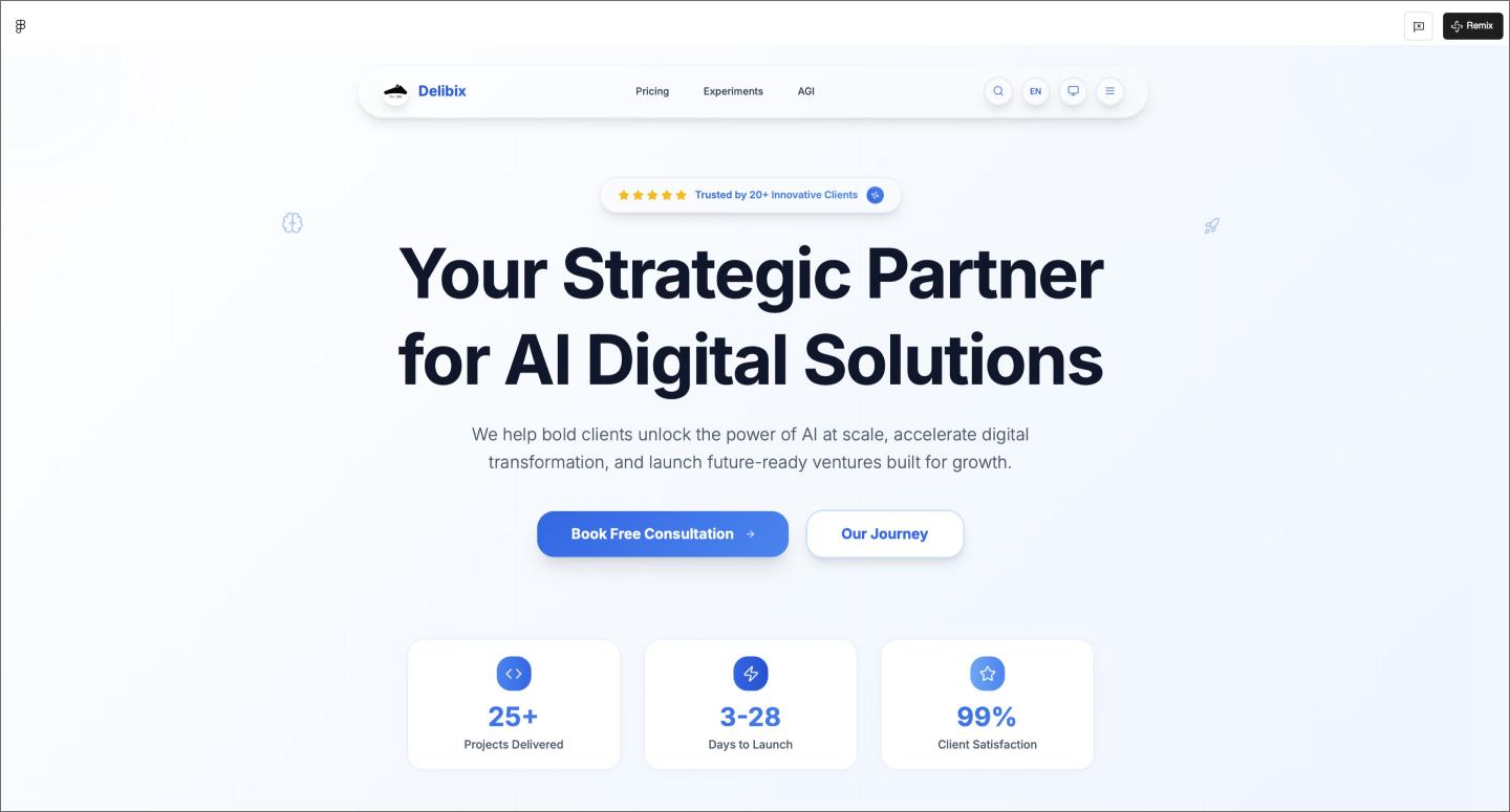Screenshot of the AI digital consulting website, created using Figma Make.