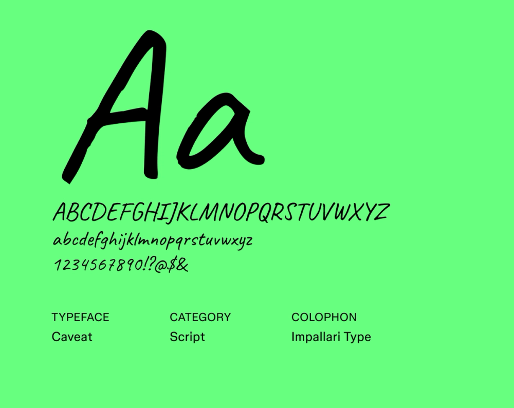 Example text showing Caveat