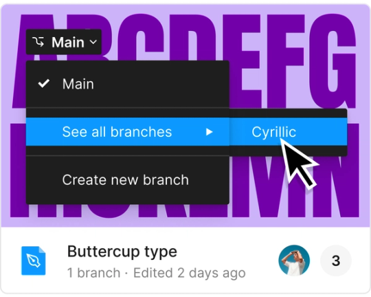 Um cursor selecionando uma ramificação em um componente