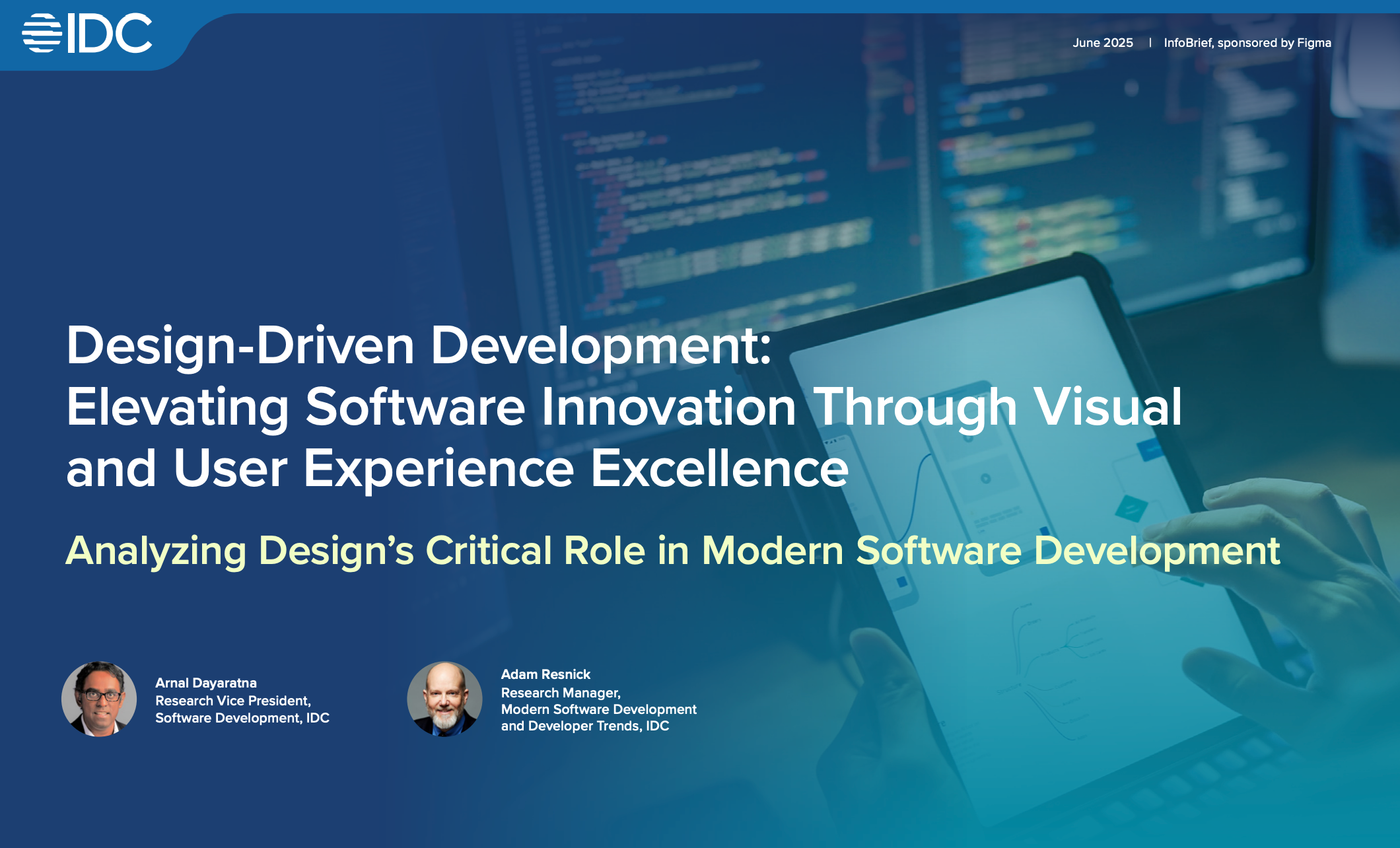 A picture of a person operating a tablet with the title of the report over top