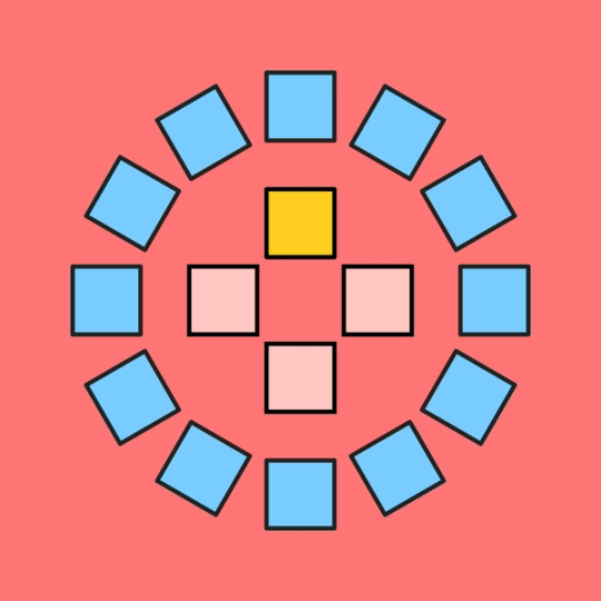 colorful squares in a circle shape