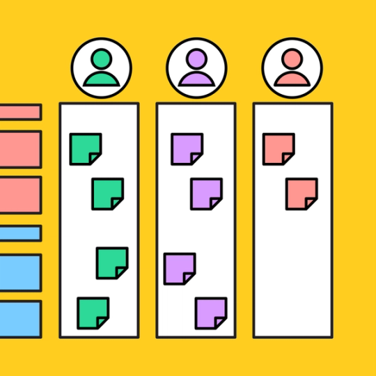 three colorful sections of a team diagram