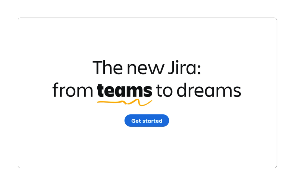 Sample Jira CTA including Get Started.