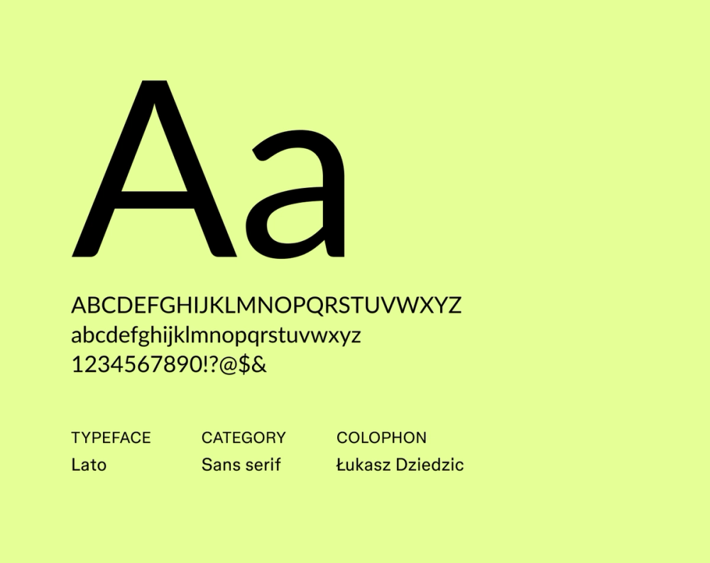 Lato resume font example.