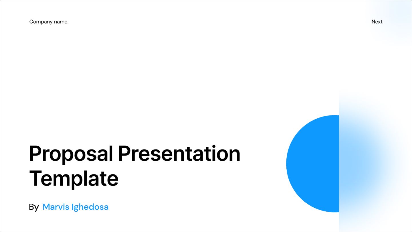 Blue business proposal pitch deck template 