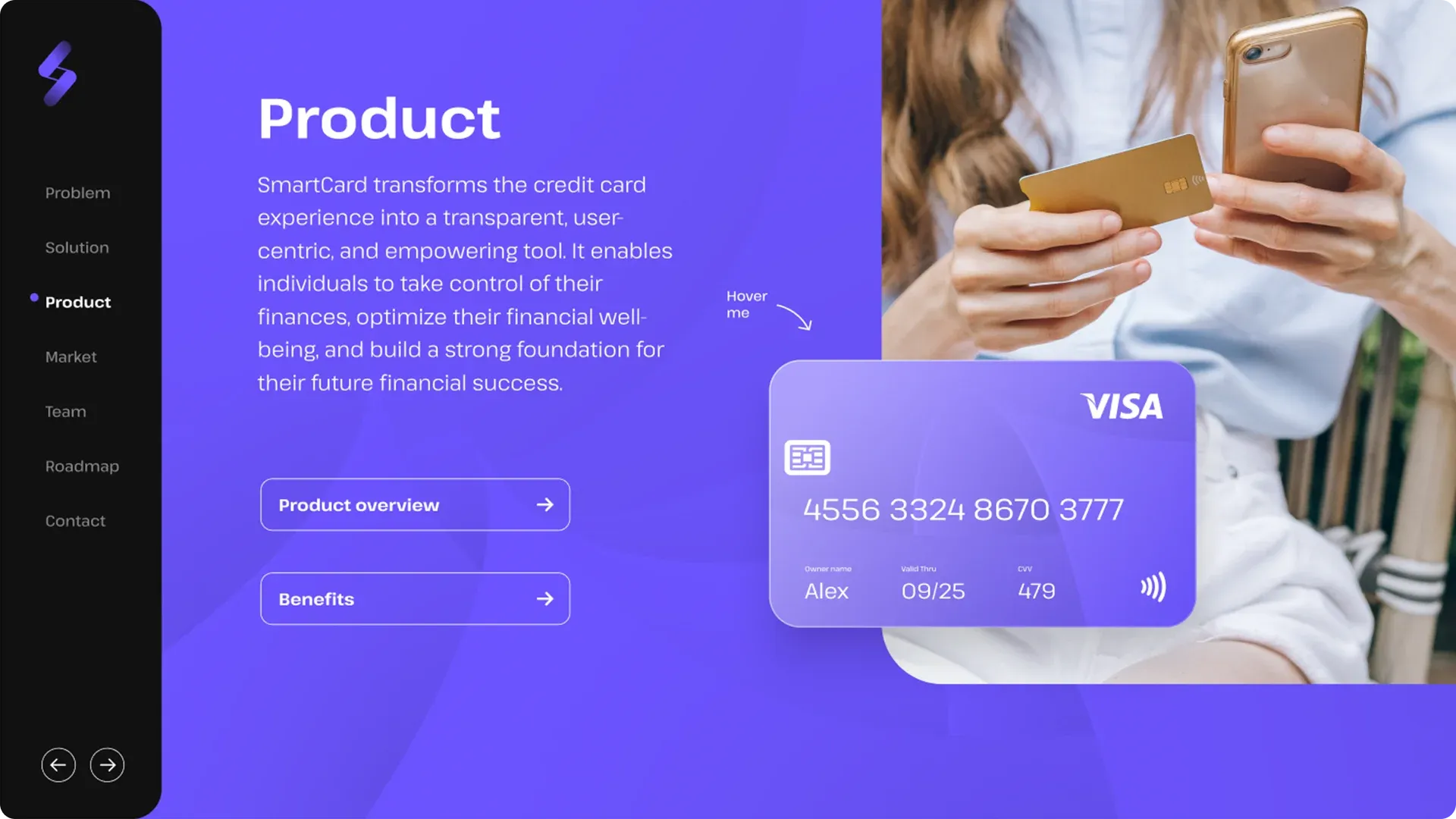 Modello di pitch deck finanziario di Figma.
