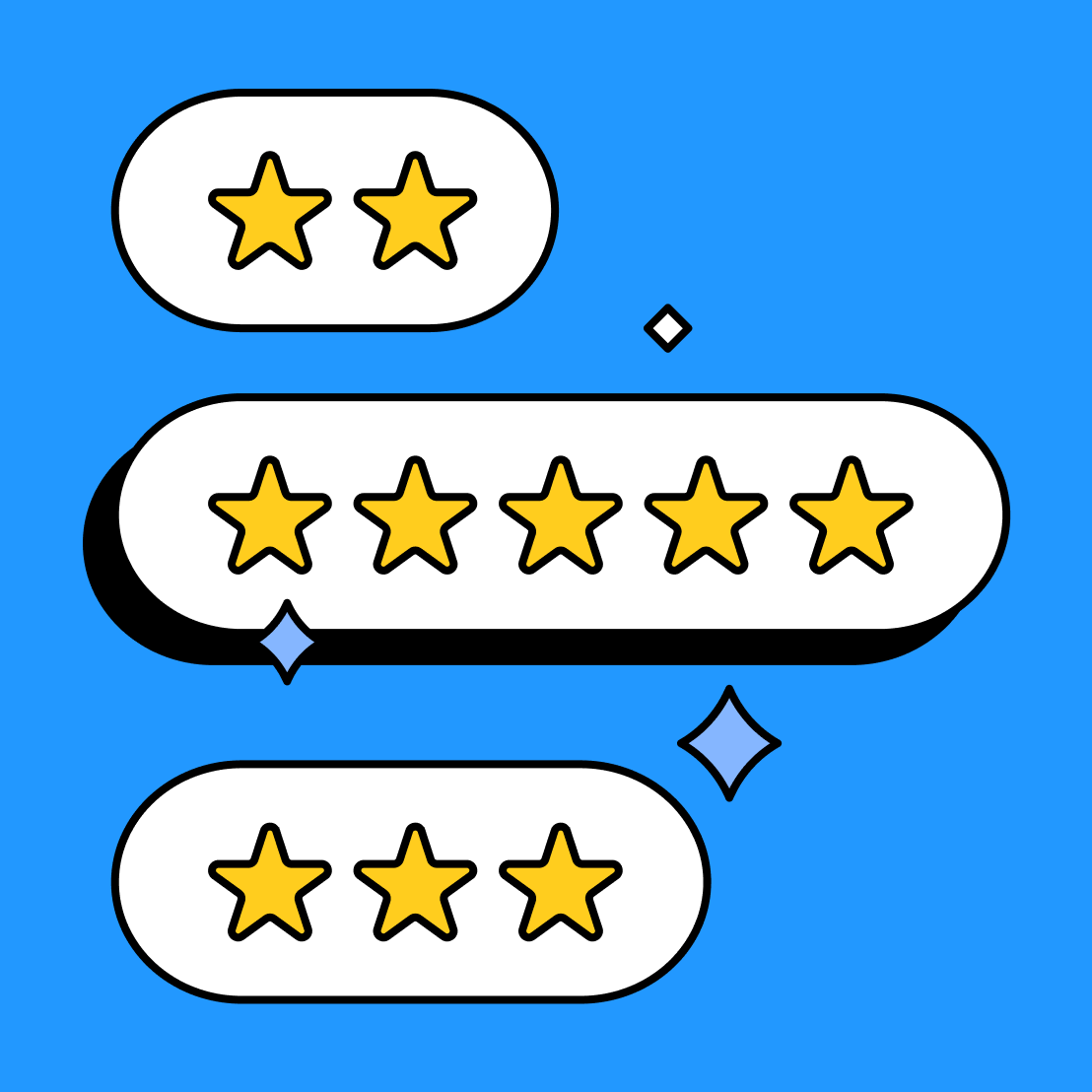 three rows of star ratings