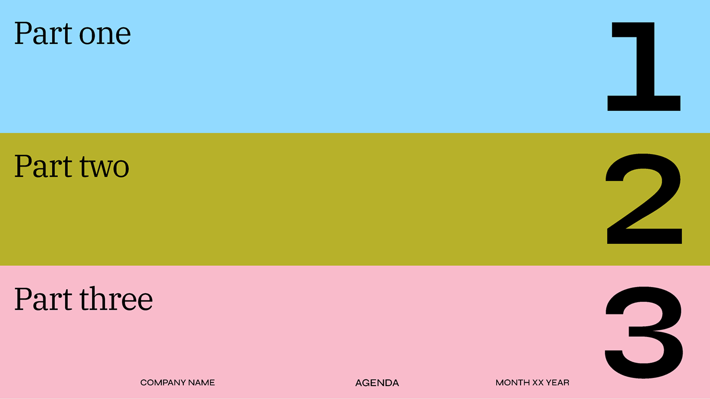 Presentation slide featuring a template for an agenda