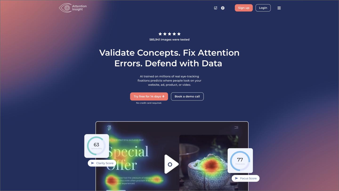 Screenshot of the Attention Insight home page.