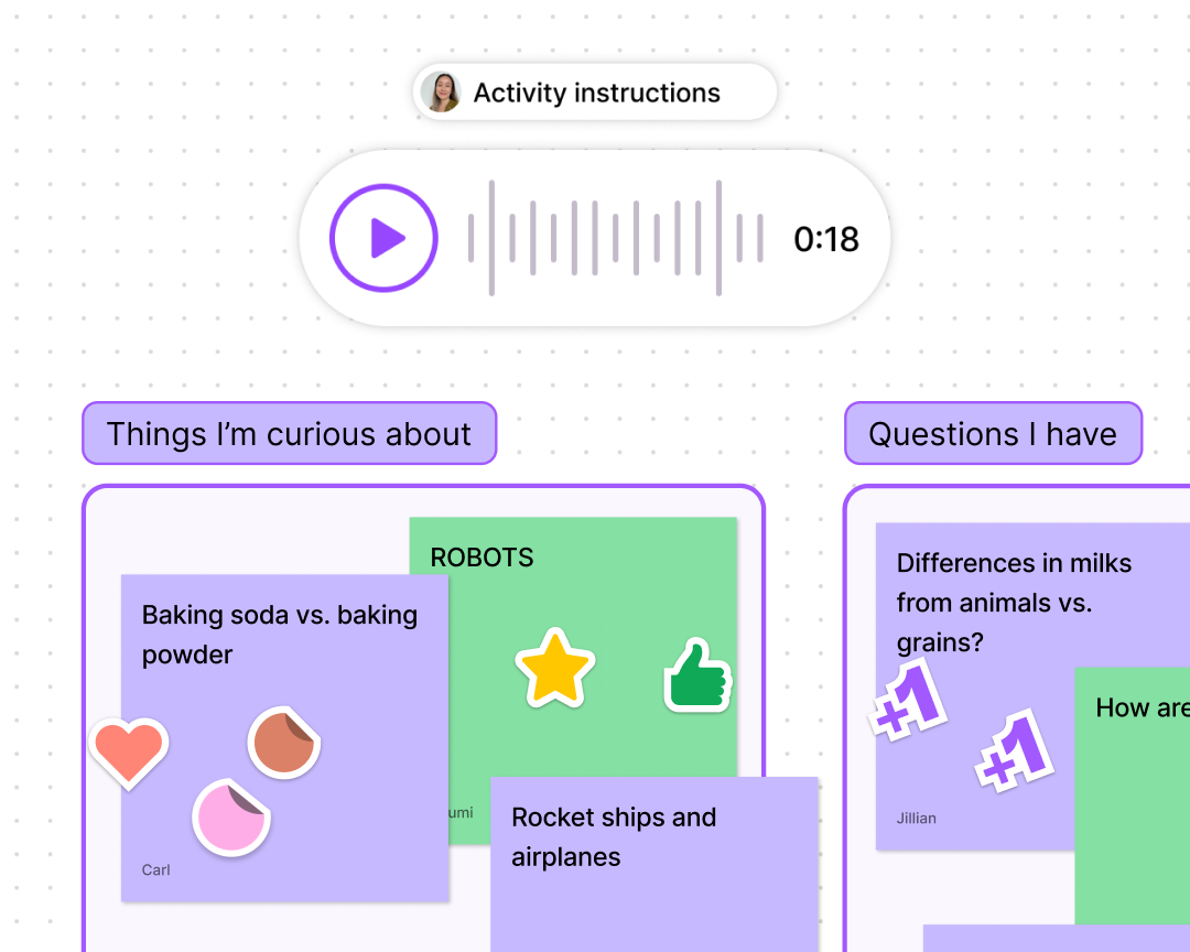 widgets and stamps on sticky notes