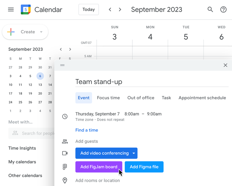 Ajoutez des fichiers FigJam ou Figma directement dans vos invitations Agenda