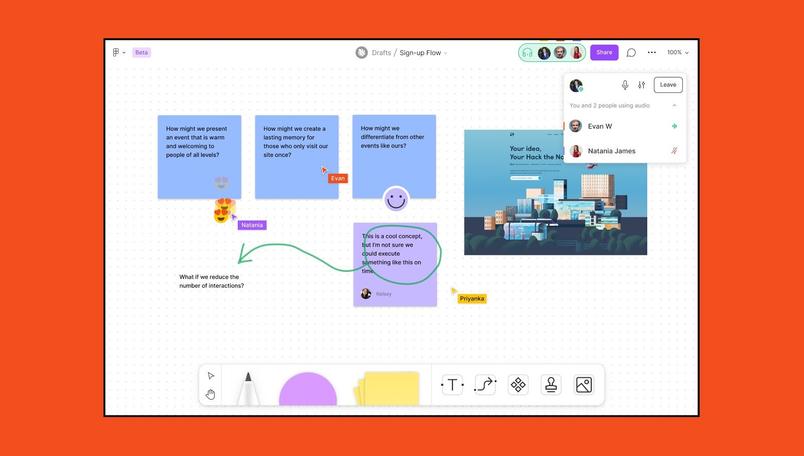 Sticky notes with feedback and questions asking, "How might we?"