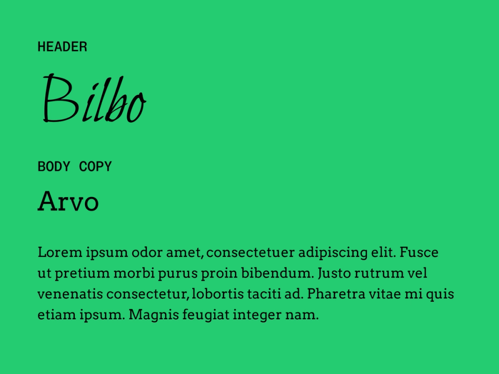 Bilbo and Arvo wedding font pairing