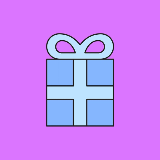blue gift box on a purple background