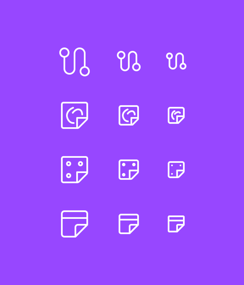 A series of symbols that look like sticky notes or writer's pads