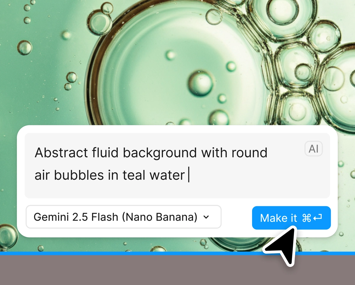 Abstract fluid background with airbubbles in teal water prompt