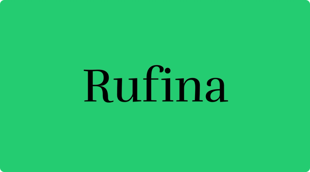 Rufina font for logo design.