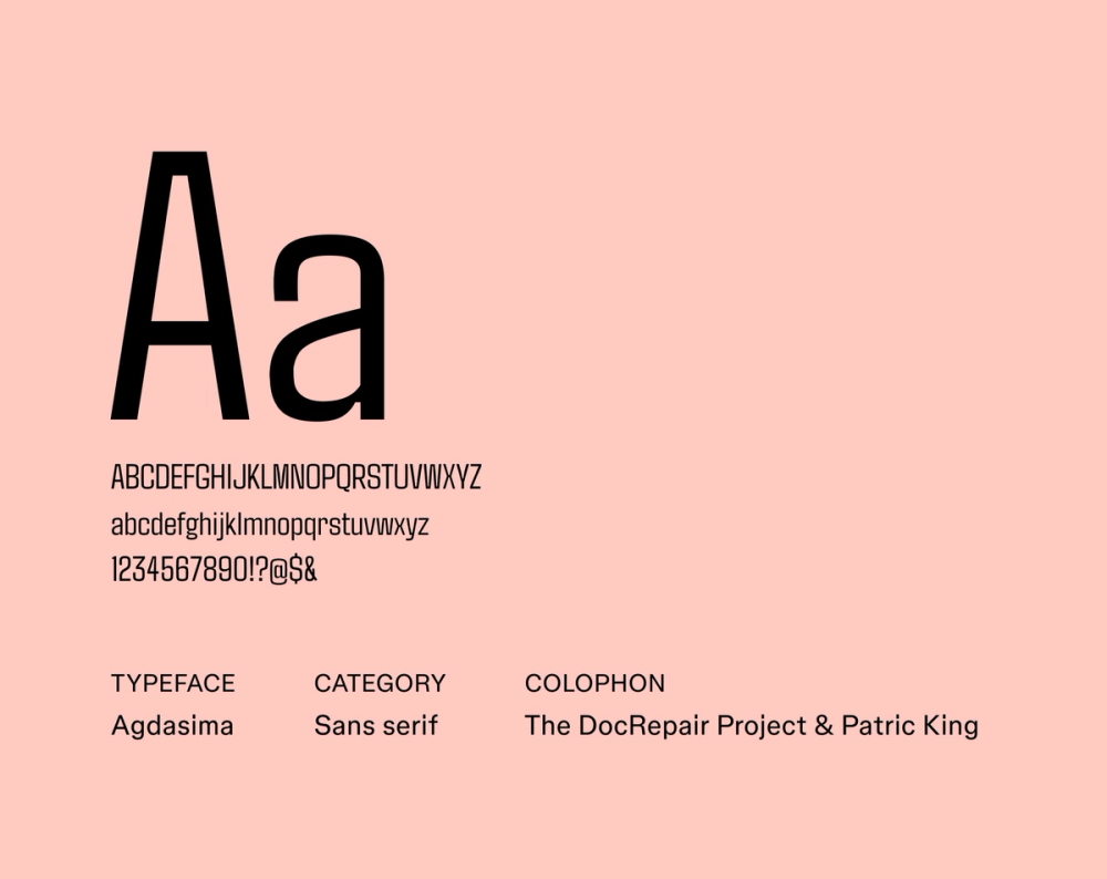 Agdasima – Beispiel für eine minimalistische Schriftart.