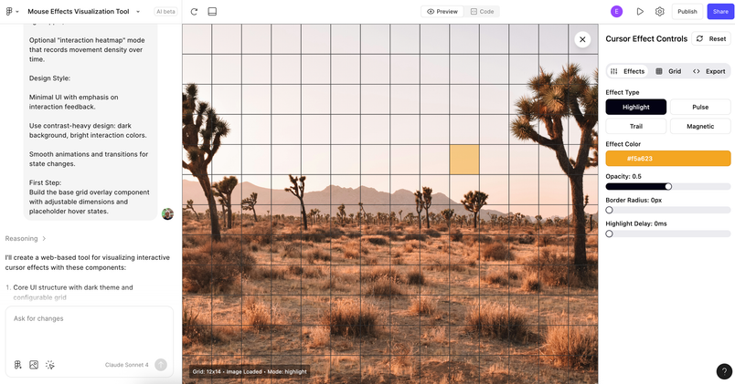 オレンジ色の正方形がオーバーレイされた砂漠の画像