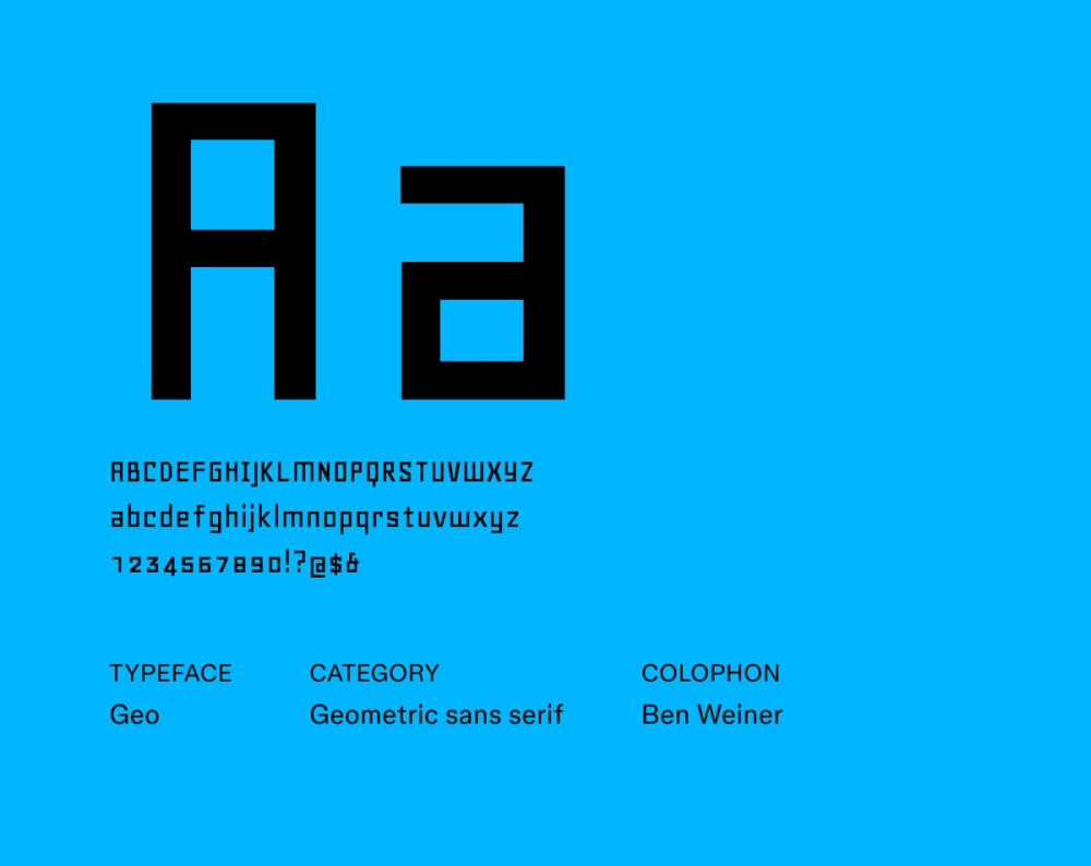 Geo futuristic font example.