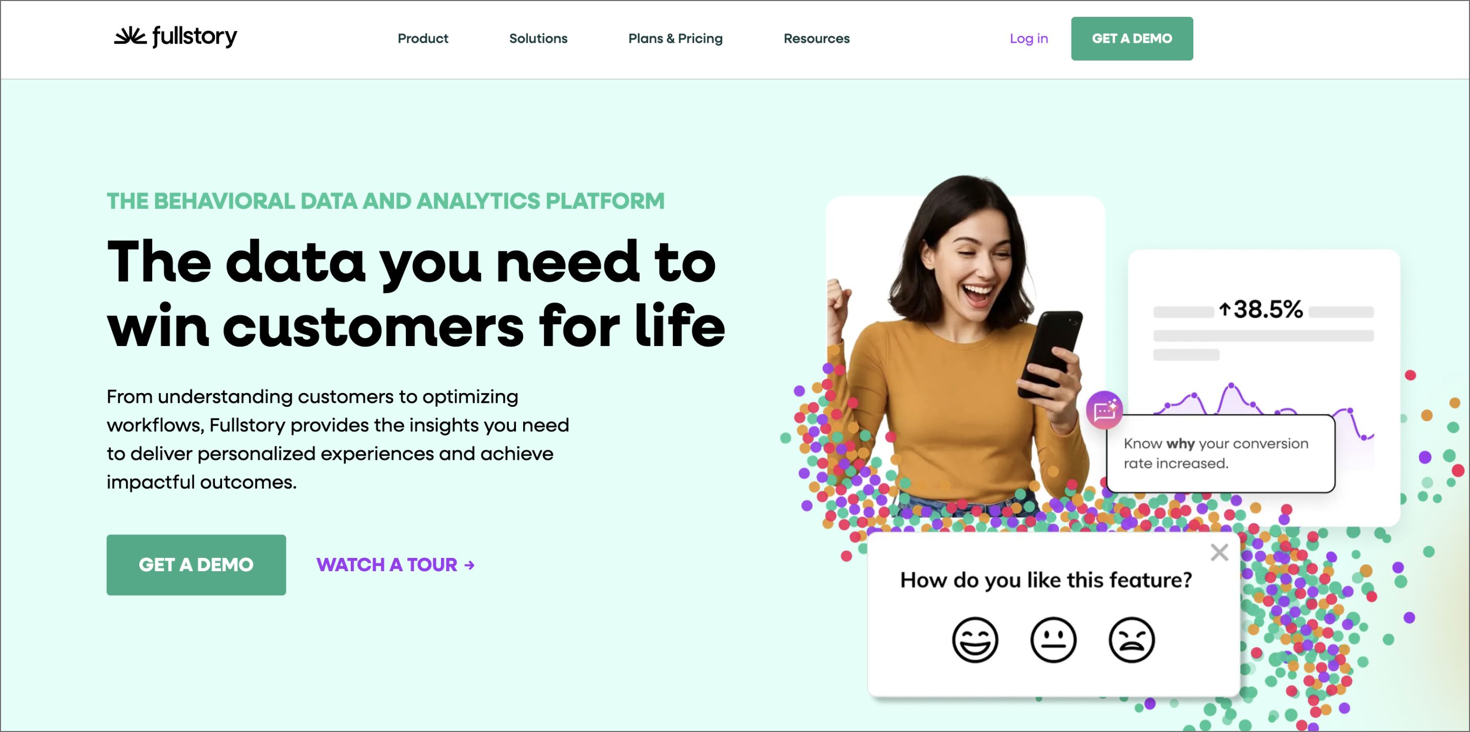 Screenshot of FullStory’s website