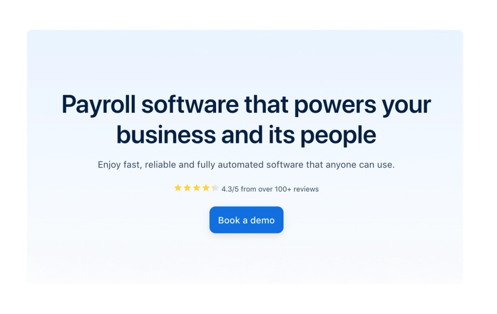 Sample PayFit CTA including Book a demo.