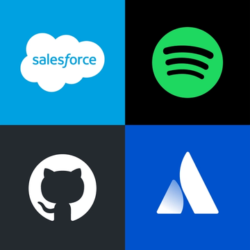 Salesforce, Spotify, GitHub, and Atlassian logos.