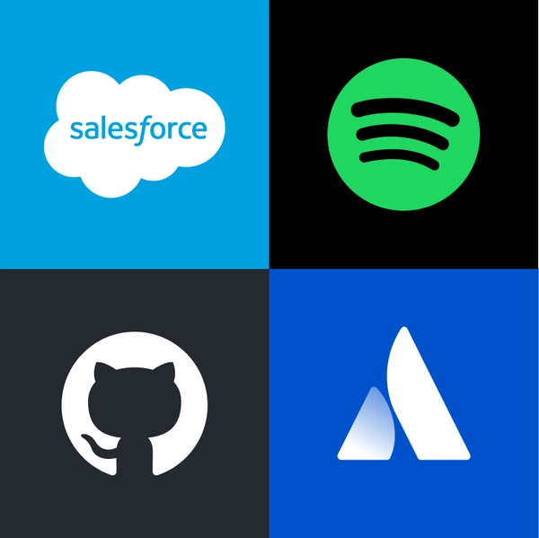 Salesforce社、Spotify社、GitHub社、Atlassian社のロゴ。