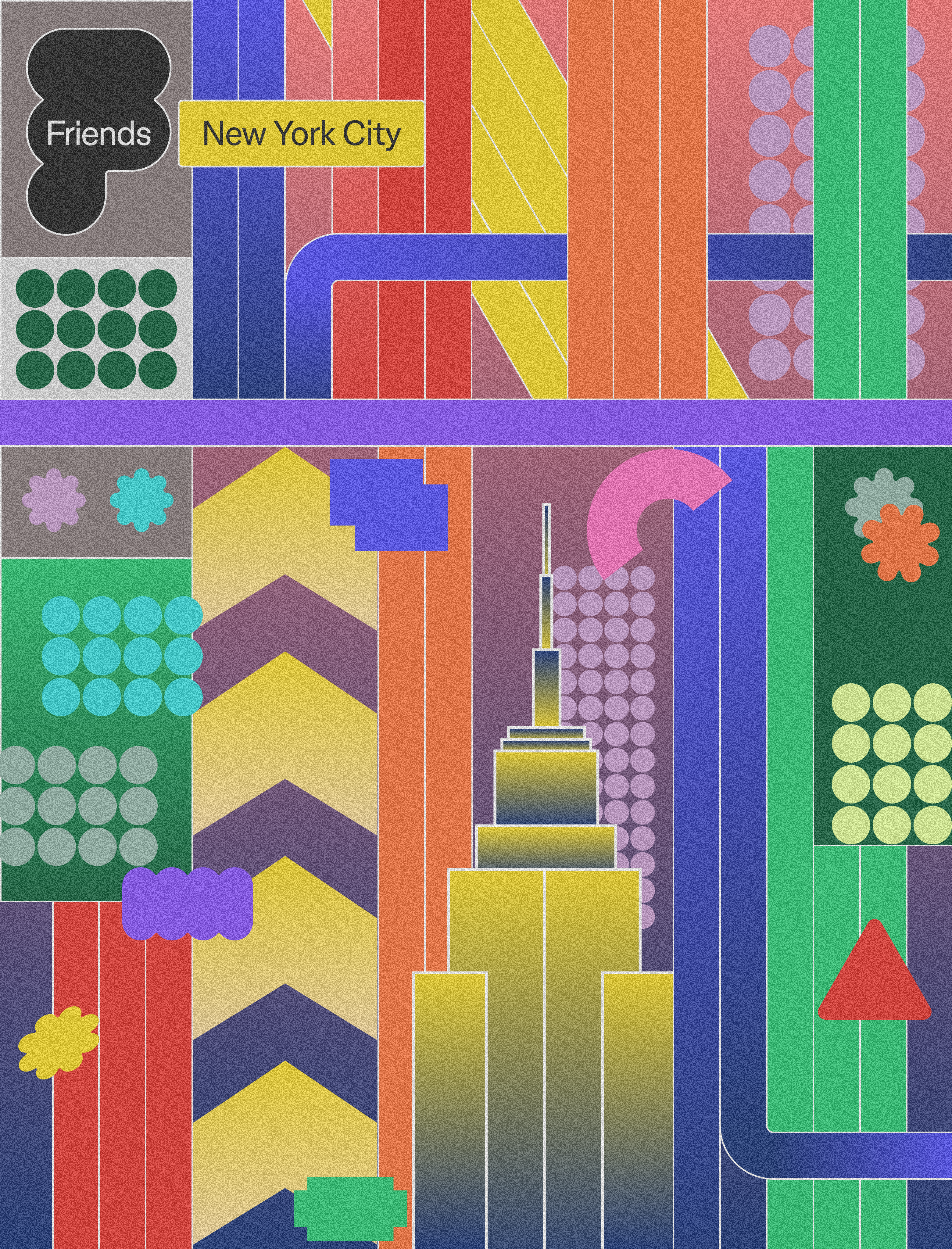 A graphic features the NYC MTA colors and the Empire State Building