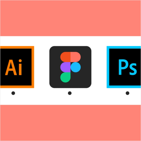 adobe illustrator, figma logo, and a photoshop logo
