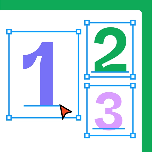 数字1、2、3のグラフィック表現。