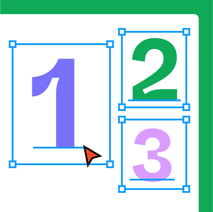 A graphic representation of the numbers 1, 2, 3.