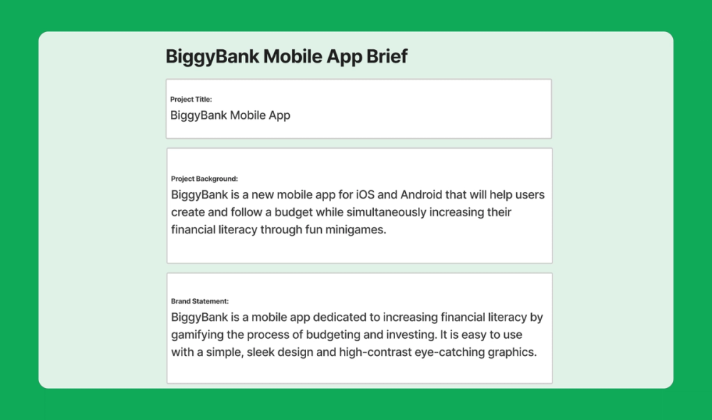 A creative brief for a marketing campaign for a new mobile app.