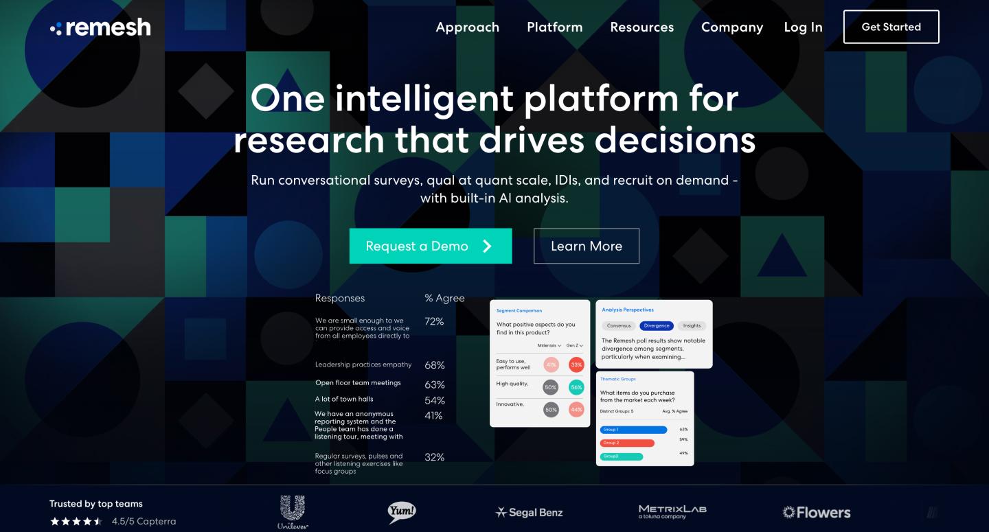 Remesh, an AI market research tool for consumer insights and trends.