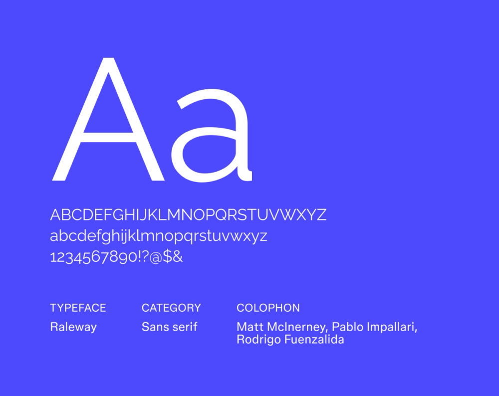 Raleway resume font example.