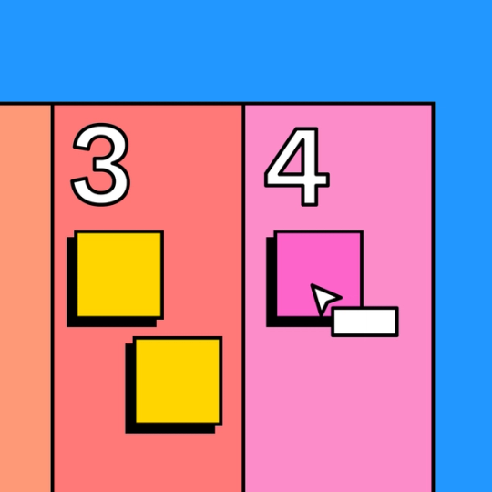 two rectangles with the numbers and sticky notes on them