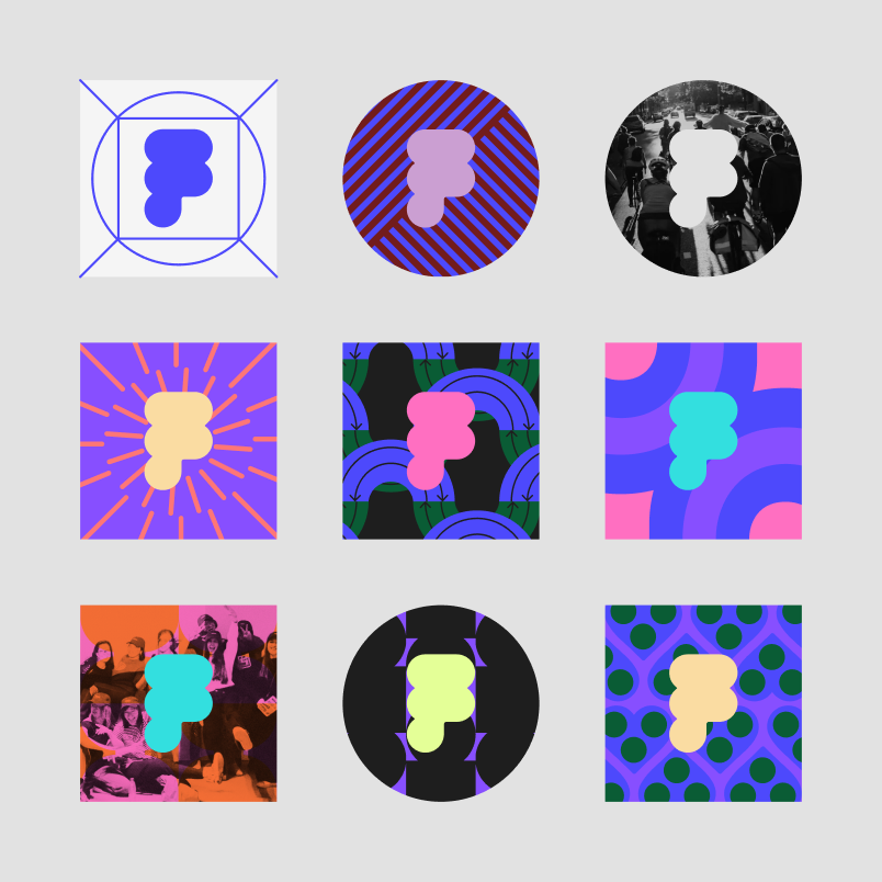 A grid of circular and square chapter badges