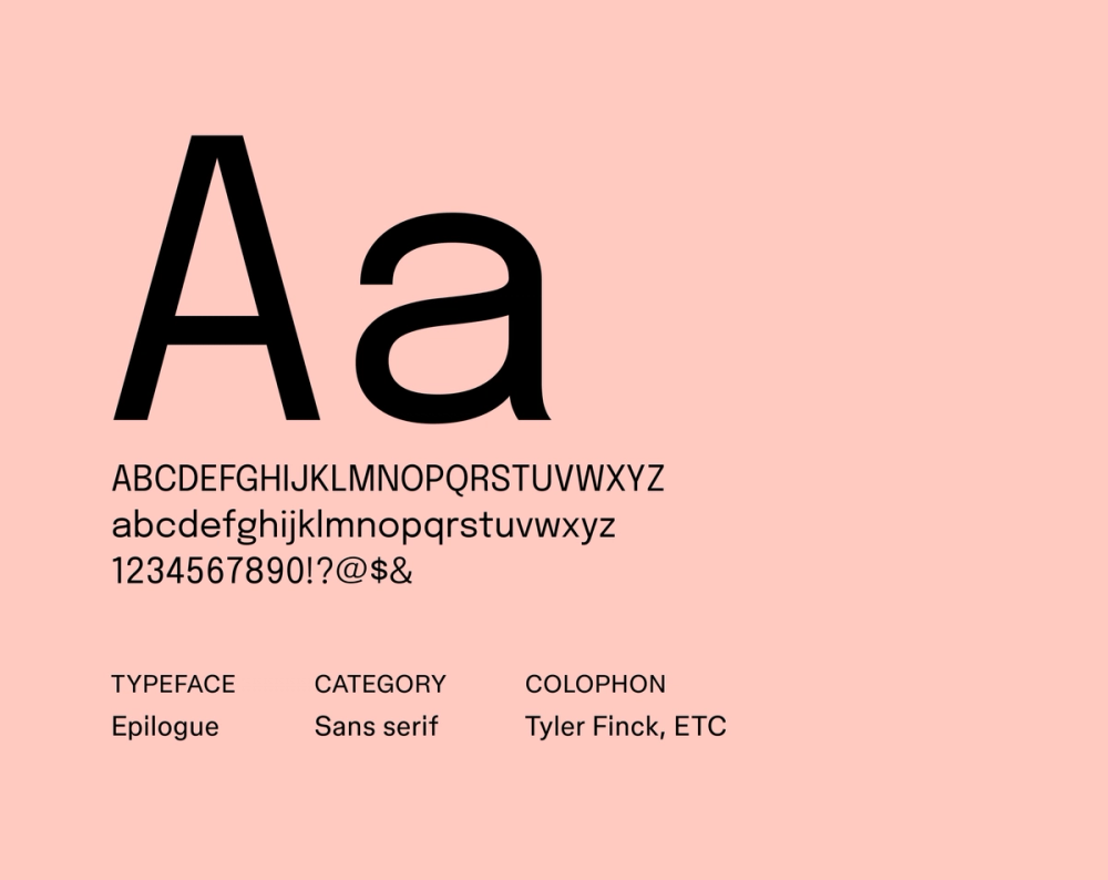 Epilogue – Beispiel für eine minimalistische Schriftart.