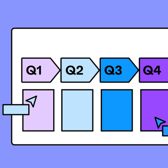 presentation slide with four columns labeled as Q1, Q2, Q3, and Q4