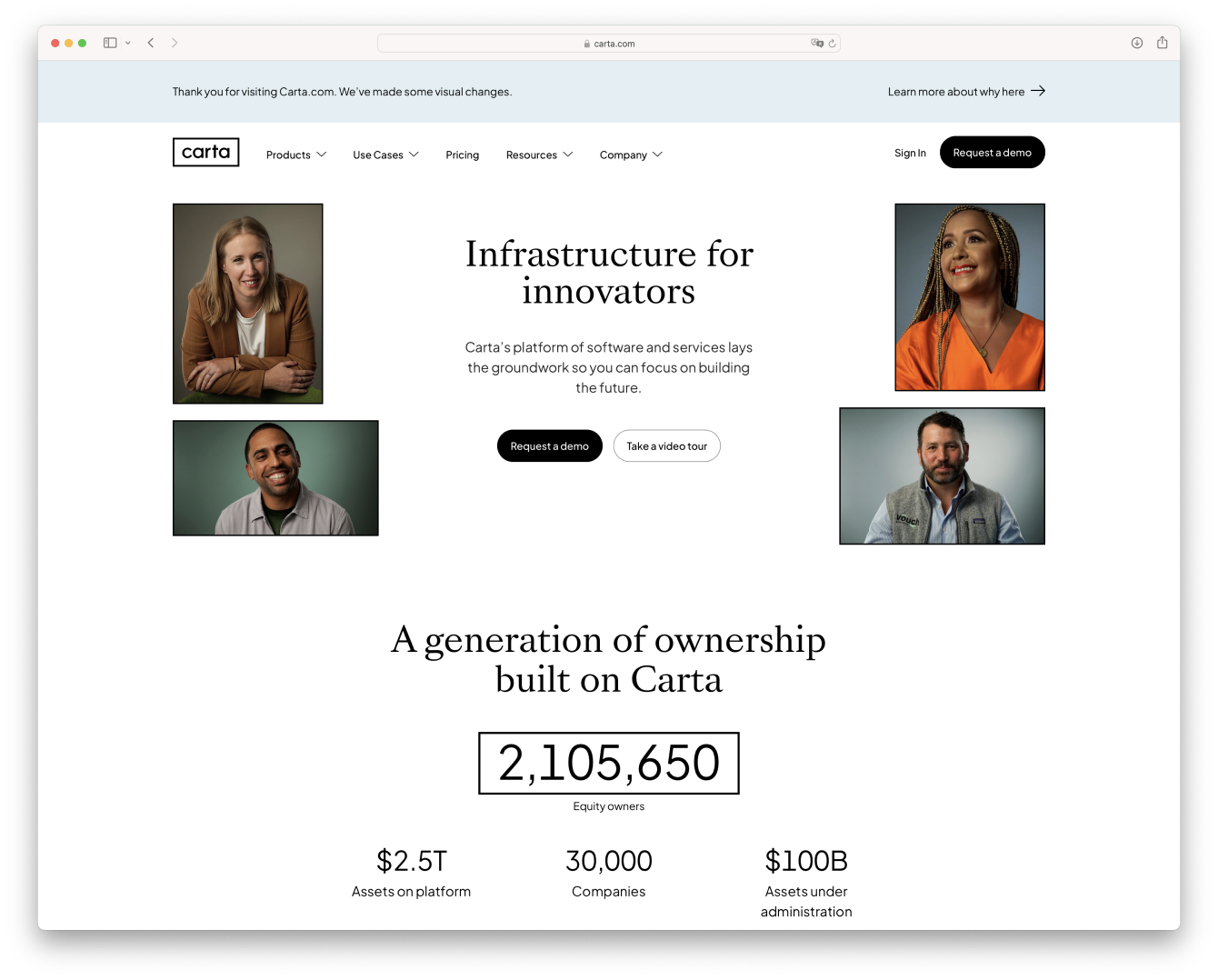Homepage after the rebrand